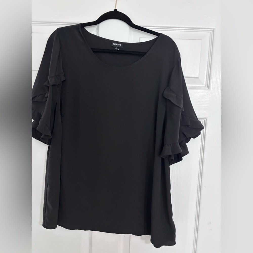 Torrid Elegant Black Ruffle Sleeve Blouse